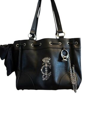 Juicy Couture Daydreamer Tote Bag Black with Crystal Monogram & Chain 💍